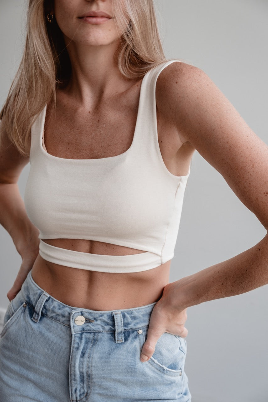 Cut In Crop Top Blanco